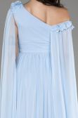 Robe de Soirée Longue Mousseline Bleu clair ABU4001