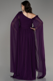 Robe de Soirée Grande Taille Longue Mousseline Violet Foncé ABU4002
