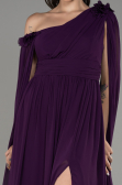 Robe de Soirée Grande Taille Longue Mousseline Violet Foncé ABU4002