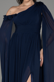 Robe de Soirée Longue Mousseline Bleu Marine ABU4001