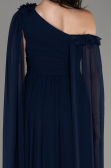 Robe de Soirée Longue Mousseline Bleu Marine ABU4001