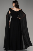 Robe de Soirée Longue Mousseline Noir ABU4001