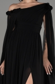 Robe de Soirée Longue Mousseline Noir ABU4001
