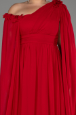 Robe de Soirée Grande Taille Longue Mousseline Rouge ABU4002