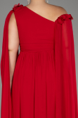 Robe de Soirée Grande Taille Longue Mousseline Rouge ABU4002