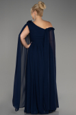 Robe de Soirée Grande Taille Longue Mousseline Bleu Marine ABU4002