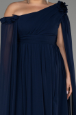 Robe de Soirée Grande Taille Longue Mousseline Bleu Marine ABU4002