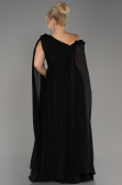 Robe de Soirée Grande Taille Longue Mousseline Noir ABU4002