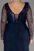 Robe de Soirée Grande Taille Longue Bleu Marine ABU3284