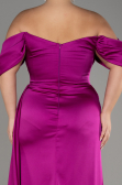 Robe De Fiançailles Grande Taille Satin Longue Violet ABU3655