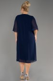 Robe De Invitation Grande Taille Midi Mousseline Bleu Marine ABK2108