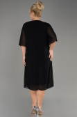 Robe De Invitation Grande Taille Midi Mousseline Noir ABK2108