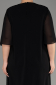 Robe De Invitation Grande Taille Midi Mousseline Noir ABK2108