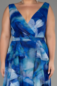 Robe De Soirée Grande Taille Longue Bleu Saxe ABU4050