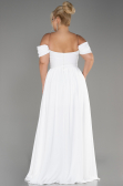 Robe De Soirée Grande Taille Mousseline Longue Blanc ABU3738