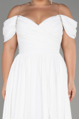 Robe De Soirée Grande Taille Mousseline Longue Blanc ABU3738