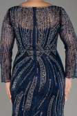 Robe de Soirée Grande Taille Longue Lacé Bleu Marine ABU4052