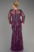 Robe de Soirée Grande Taille Longue Lacé Prune ABU4052
