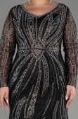 Robe de Soirée Grande Taille Longue Lacé Noir ABU4052