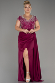 Robe De Soirée Grande Taille Longue Satin Prune ABU4053
