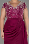 Robe De Soirée Grande Taille Longue Satin Prune ABU4053