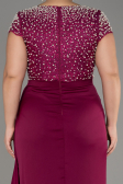 Robe De Soirée Grande Taille Longue Satin Prune ABU4053