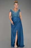 Robe De Soirée Grande Taille Longue Satin Vert Pétrole ABU4053