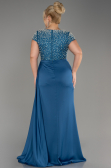 Robe De Soirée Grande Taille Longue Satin Vert Pétrole ABU4053