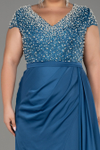 Robe De Soirée Grande Taille Longue Satin Vert Pétrole ABU4053