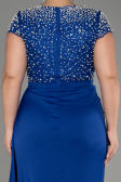 Robe De Soirée Grande Taille Longue Satin Bleu Saxe ABU4053