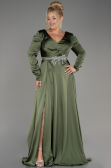 Robe De Fiançailles Grande Taille Satin Longue Kaki ABU3941