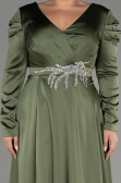 Robe De Fiançailles Grande Taille Satin Longue Kaki ABU3941