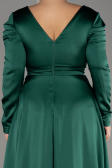 Robe De Fiançailles Grande Taille Satin Longue Émeraude ABU3941