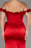 Robe De Soirée Grande Taille Longue Satin Rouge ABU4046