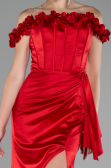 Robe Queue de Poisson Longue Satin Rouge ABU4055