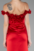 Robe Queue de Poisson Longue Satin Rouge ABU4055