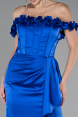 Robe Queue de Poisson Longue Satin Bleu Saxe ABU4055