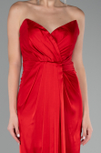 Robe de Soirée Longue Satin Rouge ABU4071