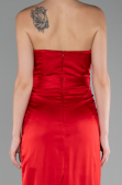 Robe de Soirée Longue Satin Rouge ABU4071