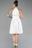 Tenue de Soirée Courte Satin Blanc ABK2112