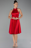 Tenue de Soirée Courte Satin Rouge ABK2112