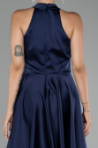 Tenue de Soirée Courte Satin Bleu Marine ABK2112