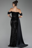 Robe de Soirée Longue Squameuse Noir ABU4085