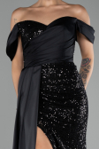 Robe de Soirée Longue Squameuse Noir ABU4085