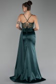 Robe de Soirée Longue Satin Émeraude ABU4090