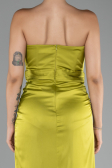 Robe de Soirée Longue Satin Pistache vert ABU4071