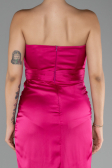 Robe de Soirée Longue Satin Fushia ABU4071