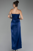 Robe de Soirée Longue Satin Bleu Marine ABU4071