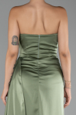 Robe de Soirée Longue Satin Kaki ABU4093