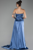 Robe de Soirée Longue Satin Indigo ABU4093
